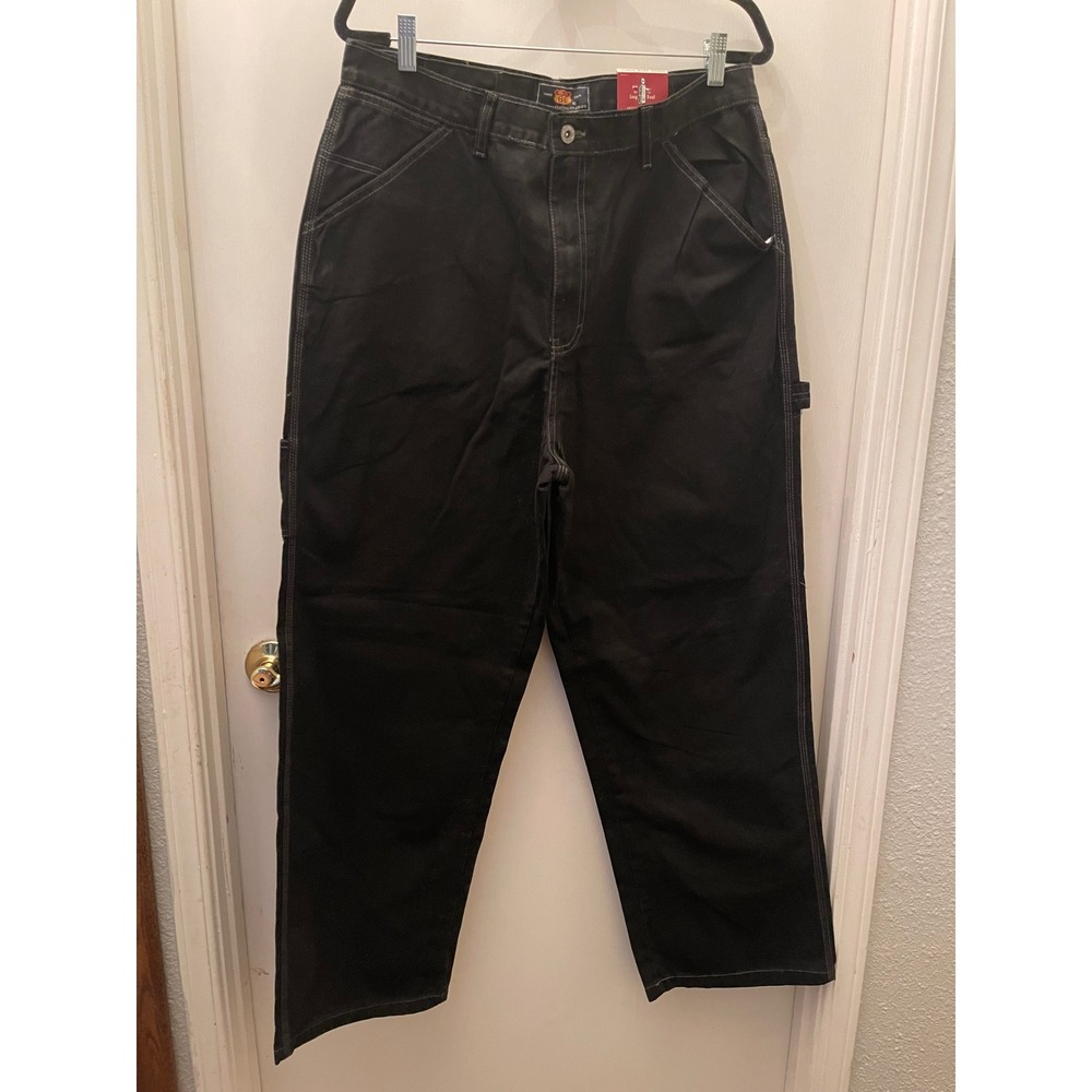 VTG Route 66 Black Carpenter Jeans 17/18 Contrast Stitch Baggy Y2K Grunge NWT